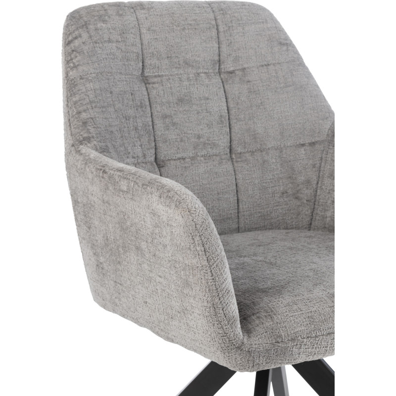 Fauteuil de table moderne pivotant en Tissu acrylique Gris foncé Métal Noir Louna - 8