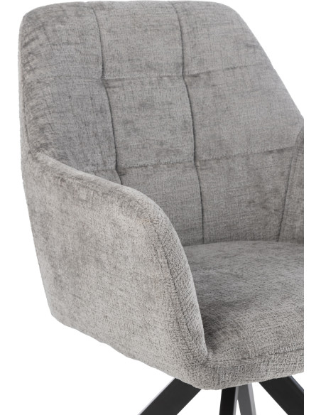 Fauteuil de table moderne pivotant en Tissu acrylique Gris foncé Métal Noir Louna - 8