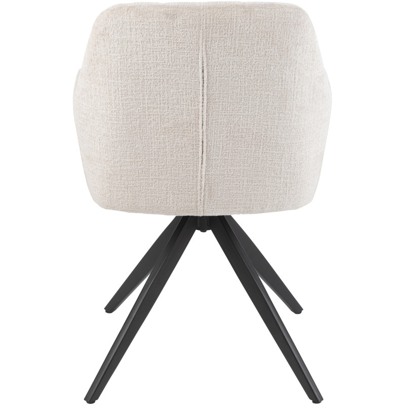 Fauteuil de table moderne pivotant en Tissu acrylique Blanc ivoire Métal Noir Louna - 5