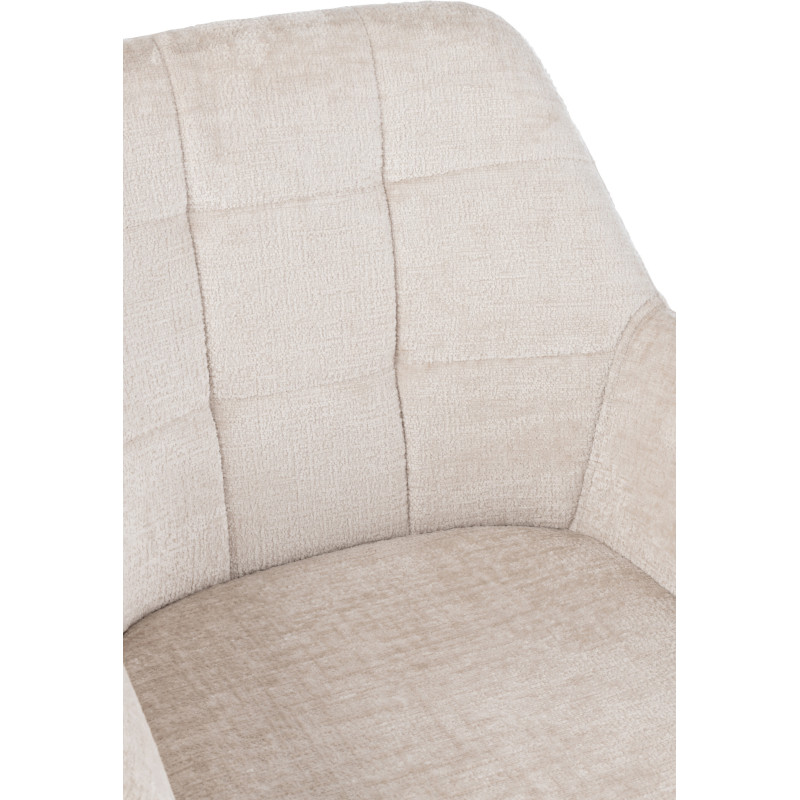 Fauteuil de table moderne pivotant en Tissu acrylique Blanc ivoire Métal Noir Louna - 8