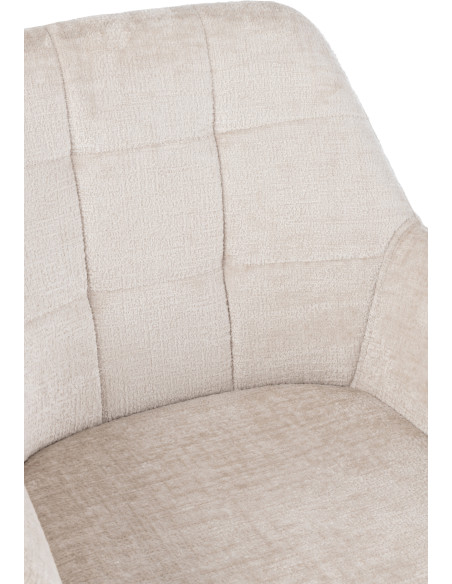 Fauteuil de table moderne pivotant en Tissu acrylique Blanc ivoire Métal Noir Louna - 8