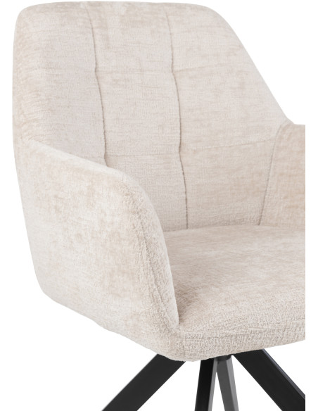 Fauteuil de table moderne pivotant en Tissu acrylique Blanc ivoire Métal Noir Louna - 9