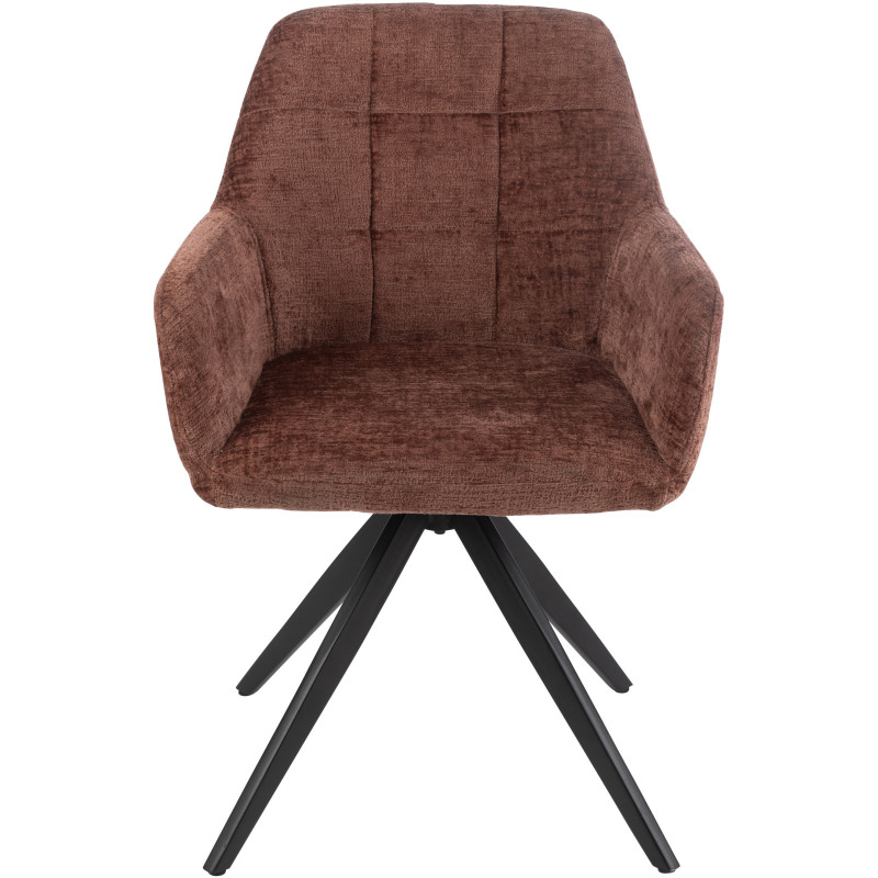Fauteuil de table moderne pivotant en Tissu acrylique Marron Métal Noir Louna - 3