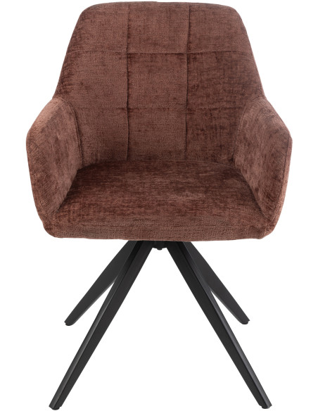 Fauteuil de table moderne pivotant en Tissu acrylique Marron Métal Noir Louna - 3