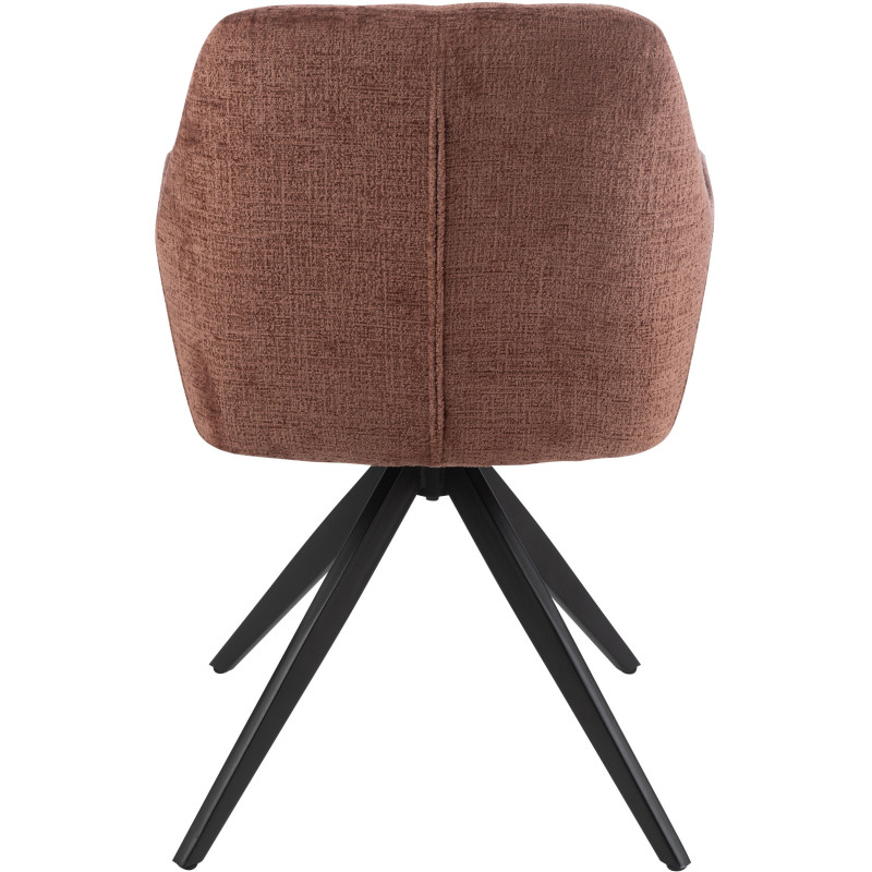 Fauteuil de table moderne pivotant en Tissu acrylique Marron Métal Noir Louna - 5