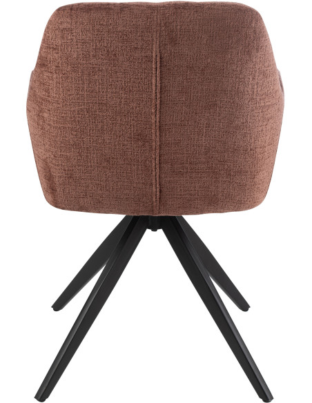 Fauteuil de table moderne pivotant en Tissu acrylique Marron Métal Noir Louna - 5