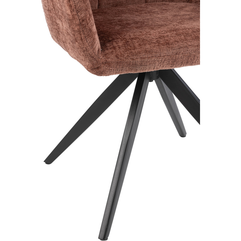 Fauteuil de table moderne pivotant en Tissu acrylique Marron Métal Noir Louna - 6