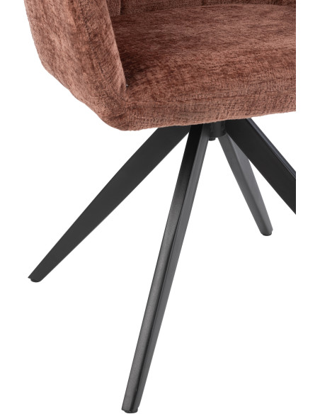 Fauteuil de table moderne pivotant en Tissu acrylique Marron Métal Noir Louna - 6