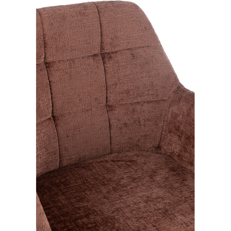 Fauteuil de table moderne pivotant en Tissu acrylique Marron Métal Noir Louna - 8