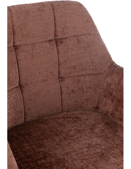 Fauteuil de table moderne pivotant en Tissu acrylique Marron Métal Noir Louna - 8