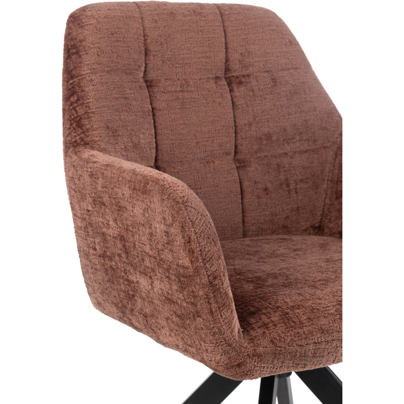 Fauteuil de table moderne pivotant en Tissu acrylique Marron Métal Noir Louna - 9