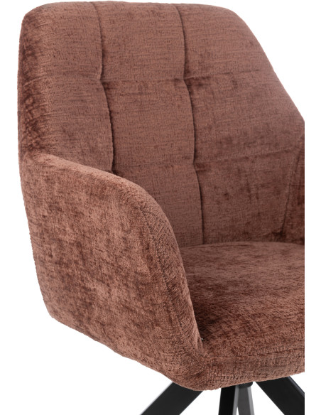 Fauteuil de table moderne pivotant en Tissu acrylique Marron Métal Noir Louna - 9