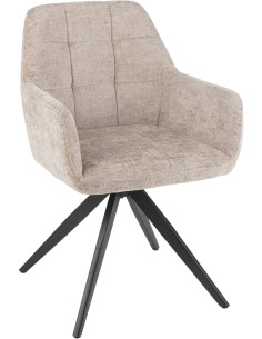 Fauteuil de table moderne pivotant en Tissu acrylique Gris clair Métal Noir Louna - 1