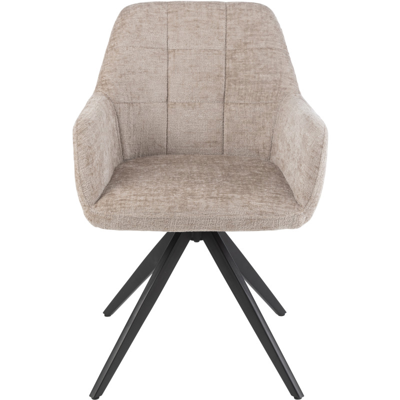Fauteuil de table moderne pivotant en Tissu acrylique Gris clair Métal Noir Louna - 2