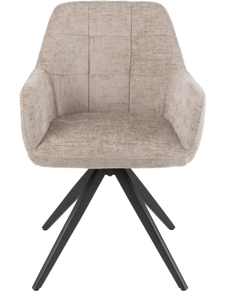 Fauteuil de table moderne pivotant en Tissu acrylique Gris clair Métal Noir Louna - 2