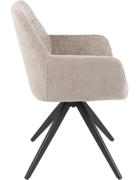 Fauteuil de table moderne pivotant en Tissu acrylique Gris clair Métal Noir Louna - 3
