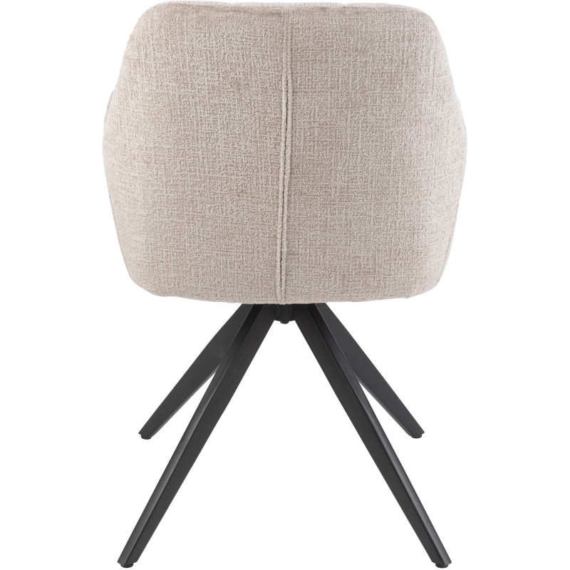 Fauteuil de table moderne pivotant en Tissu acrylique Gris clair Métal Noir Louna - 4