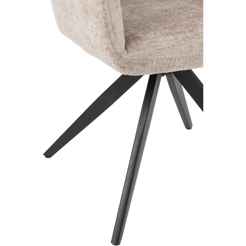 Fauteuil de table moderne pivotant en Tissu acrylique Gris clair Métal Noir Louna - 5