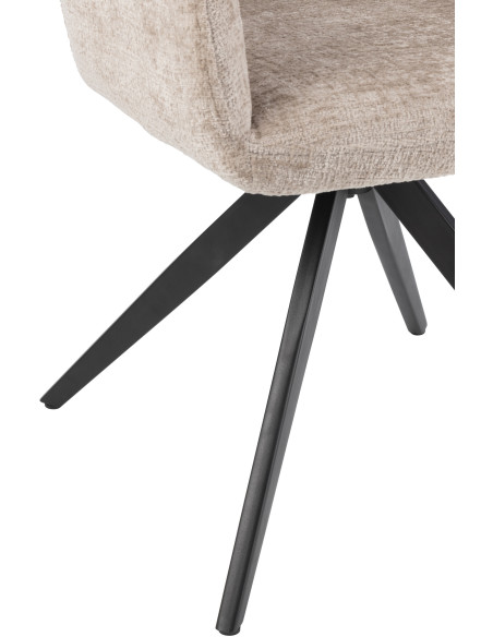 Fauteuil de table moderne pivotant en Tissu acrylique Gris clair Métal Noir Louna - 5