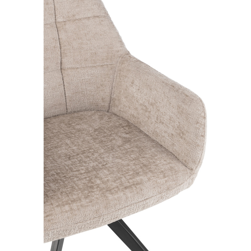 Fauteuil de table moderne pivotant en Tissu acrylique Gris clair Métal Noir Louna - 6