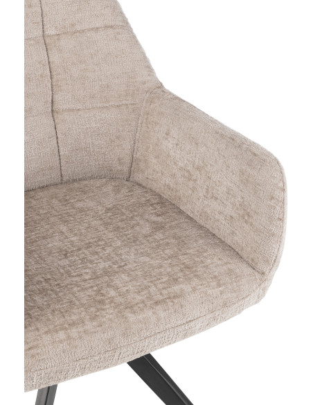 Fauteuil de table moderne pivotant en Tissu acrylique Gris clair Métal Noir Louna - 6