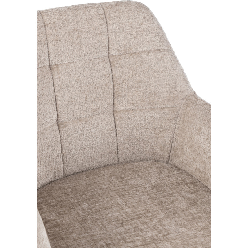 Fauteuil de table moderne pivotant en Tissu acrylique Gris clair Métal Noir Louna - 7