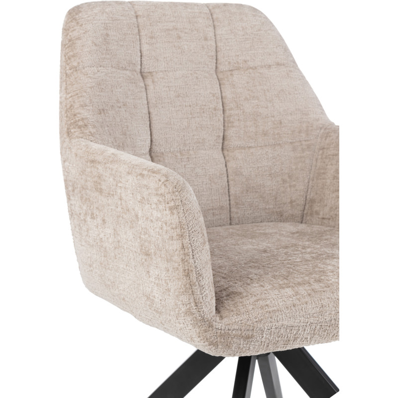 Fauteuil de table moderne pivotant en Tissu acrylique Gris clair Métal Noir Louna - 8