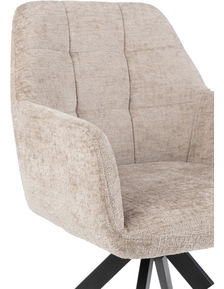 Fauteuil de table moderne pivotant en Tissu acrylique Gris clair Métal Noir Louna - 8