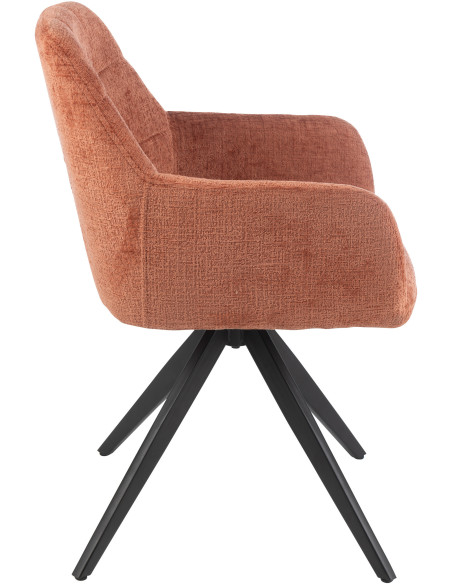 Fauteuil de table moderne pivotant en Tissu acrylique Pêche Métal Noir Louna - 4