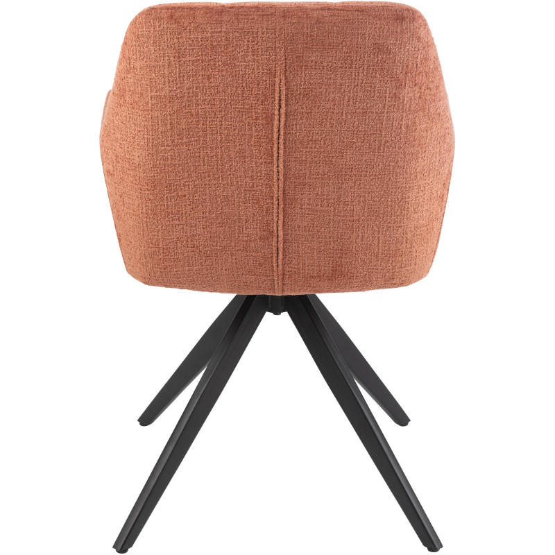 Fauteuil de table moderne pivotant en Tissu acrylique Pêche Métal Noir Louna - 5
