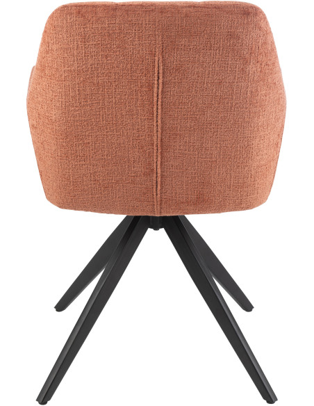 Fauteuil de table moderne pivotant en Tissu acrylique Pêche Métal Noir Louna - 5