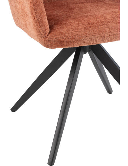Fauteuil de table moderne pivotant en Tissu acrylique Pêche Métal Noir Louna - 6