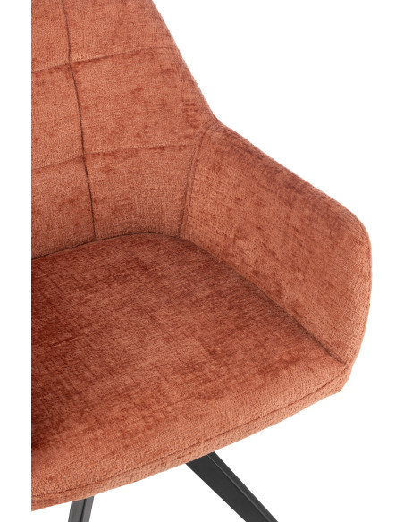 Fauteuil de table moderne pivotant en Tissu acrylique Pêche Métal Noir Louna - 7