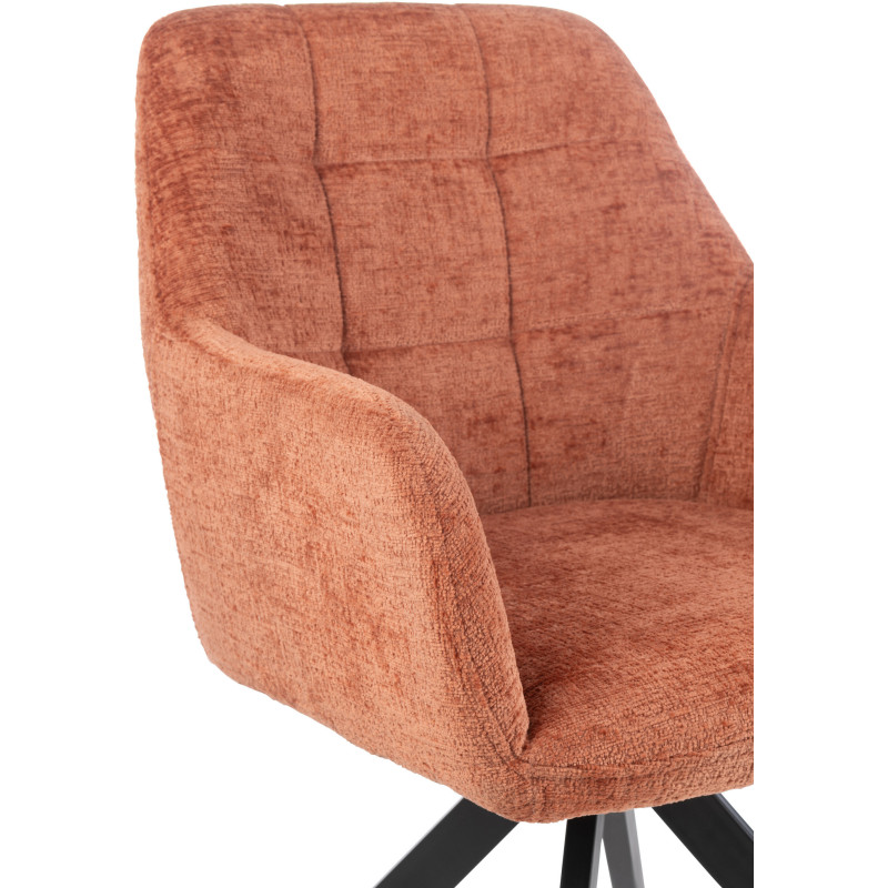 Fauteuil de table moderne pivotant en Tissu acrylique Pêche Métal Noir Louna - 9