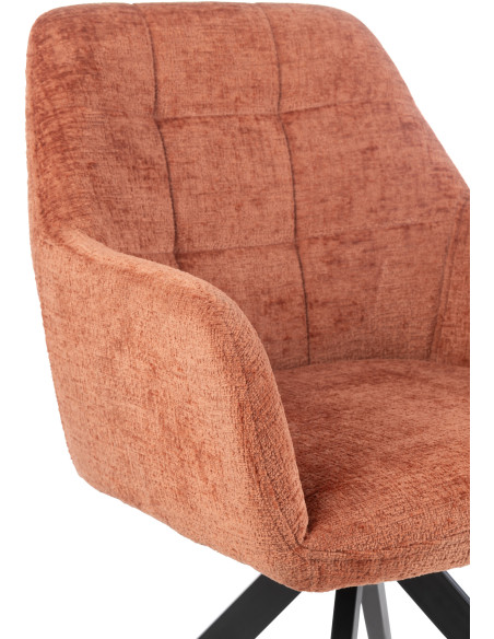 Fauteuil de table moderne pivotant en Tissu acrylique Pêche Métal Noir Louna - 9