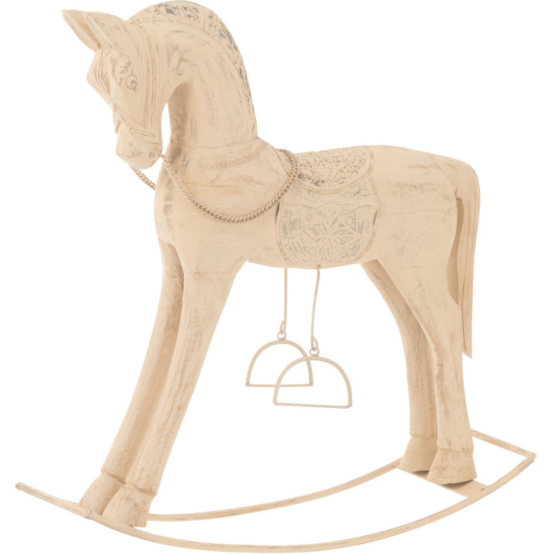 Cheval à bascule vintage Hauteur 53 cm en Bois de manguier Métal Naturel Tarven - 1