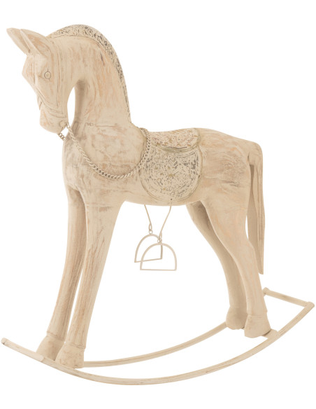 Cheval à bascule vintage Hauteur 64 cm en Bois de manguier Métal Naturel Tarven - 1