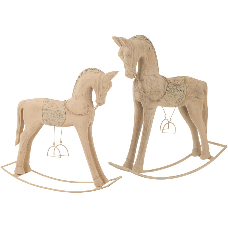 Cheval à bascule vintage Hauteur 64 cm en Bois de manguier Métal Naturel Tarven - 2