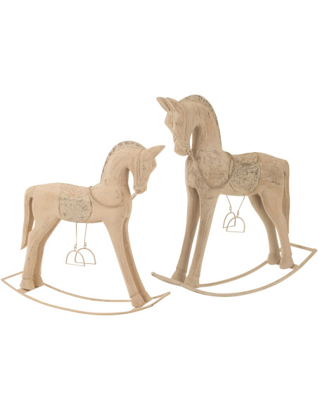 Cheval à bascule vintage Hauteur 64 cm en Bois de manguier Métal Naturel Tarven - 2