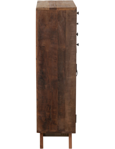 Meuble d'apothicaire revisité 1 porte 11 tiroirs en Bois recyclé Naturel Verre Semi-transparent Haldyn - 7