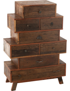 Chiffonnier vintage apothicaire 8 tiroirs en Bois recyclé Naturel Vinto - 1