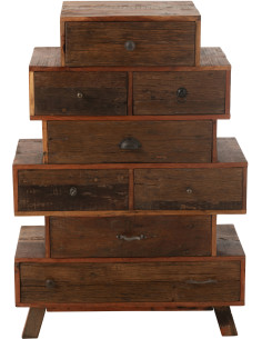 Chiffonnier vintage apothicaire 8 tiroirs en Bois recyclé Naturel Vinto - 2