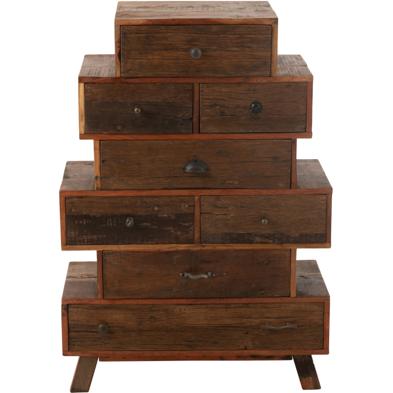 Chiffonnier vintage apothicaire 8 tiroirs en Bois recyclé Naturel Vinto - 2