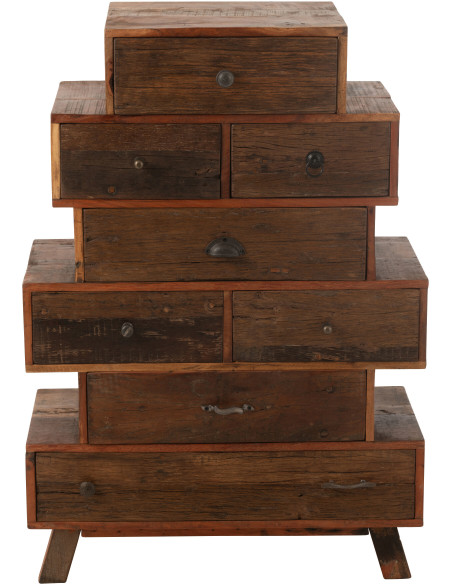 Chiffonnier vintage apothicaire 8 tiroirs en Bois recyclé Naturel Vinto - 2