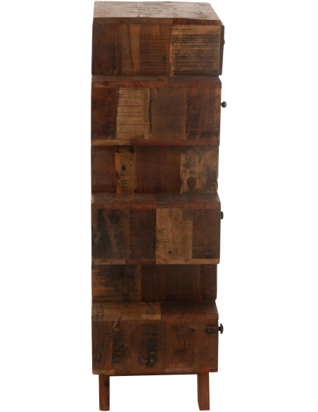 Chiffonnier vintage apothicaire 8 tiroirs en Bois recyclé Naturel Vinto - 3