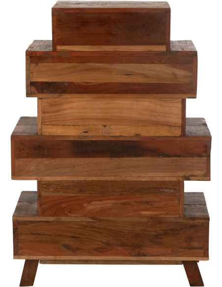 Chiffonnier vintage apothicaire 8 tiroirs en Bois recyclé Naturel Vinto - 4