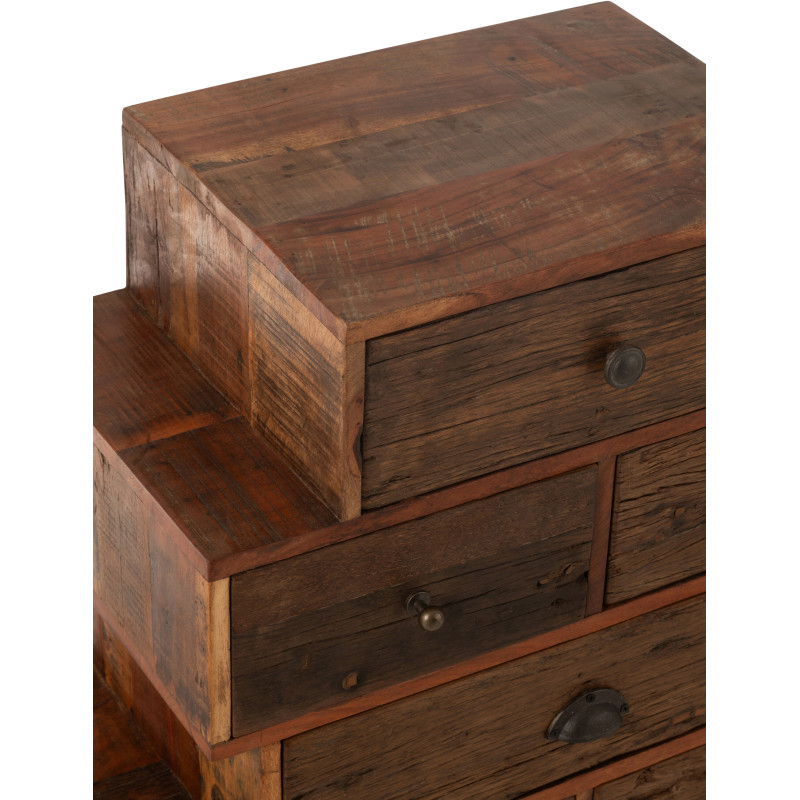 Chiffonnier vintage apothicaire 8 tiroirs en Bois recyclé Naturel Vinto - 6