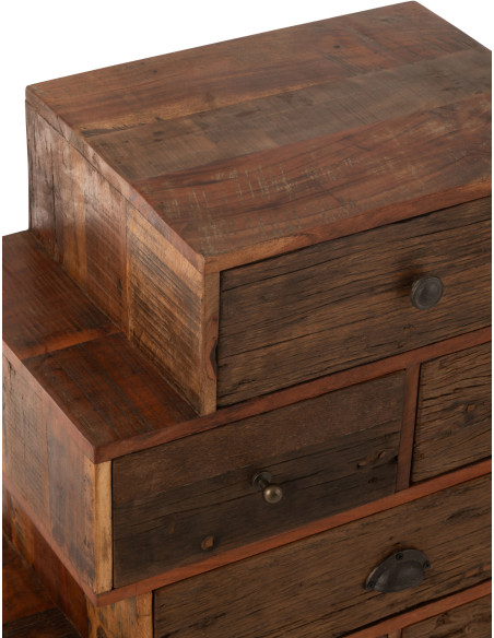 Chiffonnier vintage apothicaire 8 tiroirs en Bois recyclé Naturel Vinto - 6