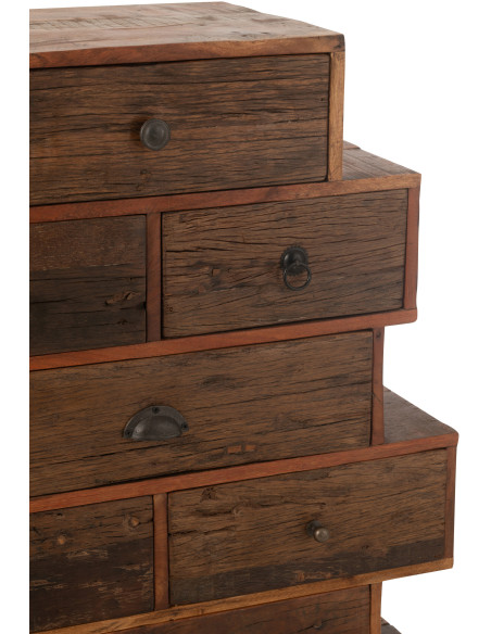 Chiffonnier vintage apothicaire 8 tiroirs en Bois recyclé Naturel Vinto - 7