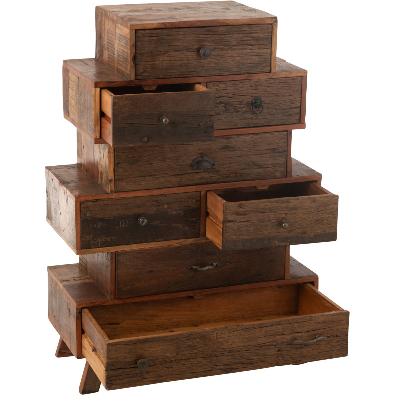 Chiffonnier vintage apothicaire 8 tiroirs en Bois recyclé Naturel Vinto - 8